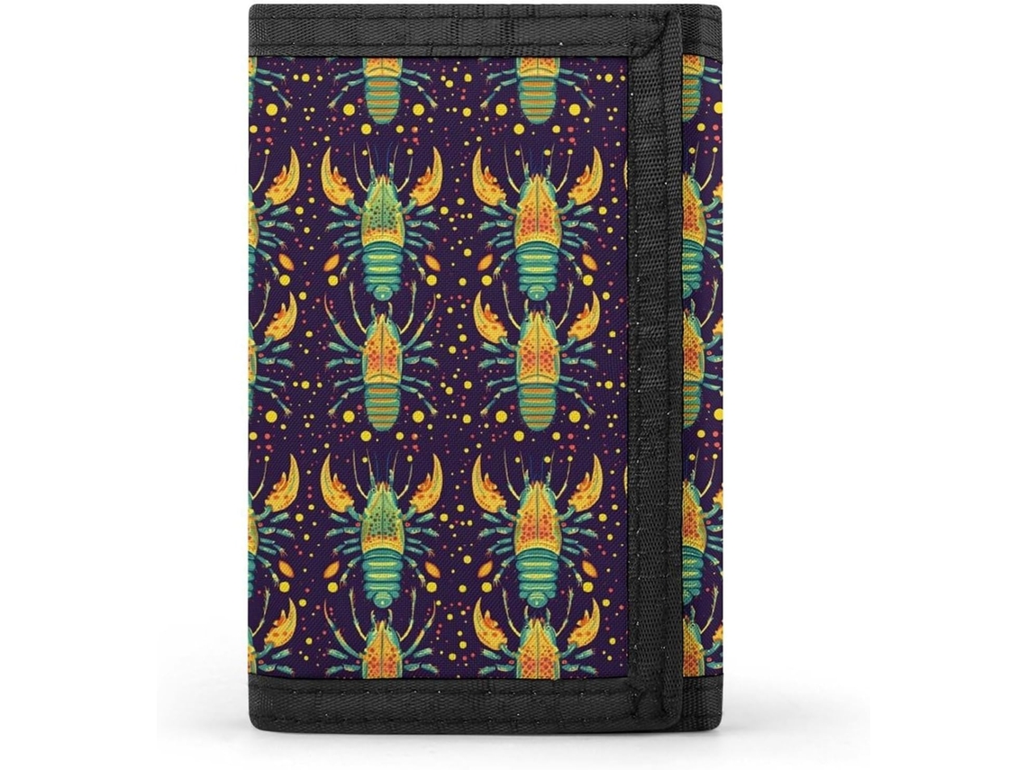 Carteira Masculina com estampa de lagosta, com compartimentos, para viagens e escritório
