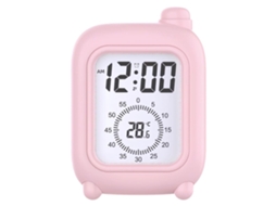 Relógio digital JIAPEI com visor de temperatura, temporizador, data e três níveis de brilho rosa