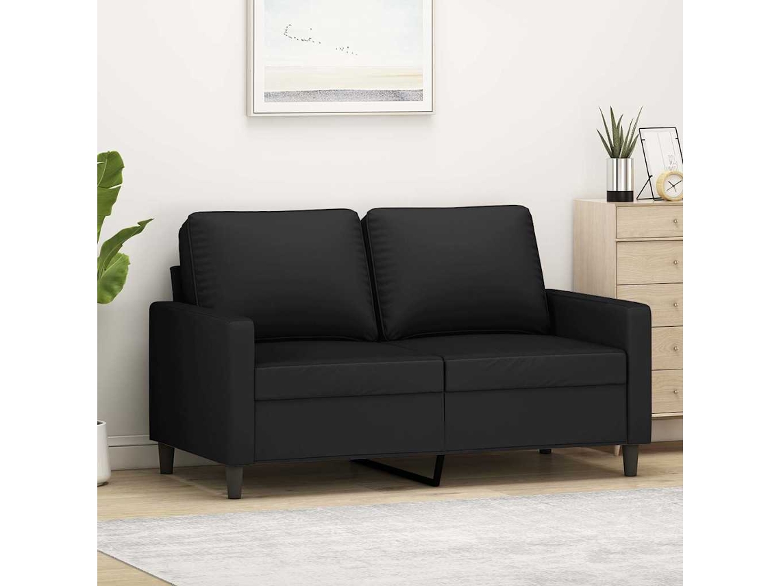 Vidaxl Sofá De 2 Lugares Veludo 120 Cm Preto