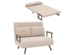 Sofá-cama Conversível Quatro Em Um, Dois Lugares, Dobrável, Encosto Ajustável, Inclui Almofadas, Dimensões: 102x73x81 Cm, Bege Claro.