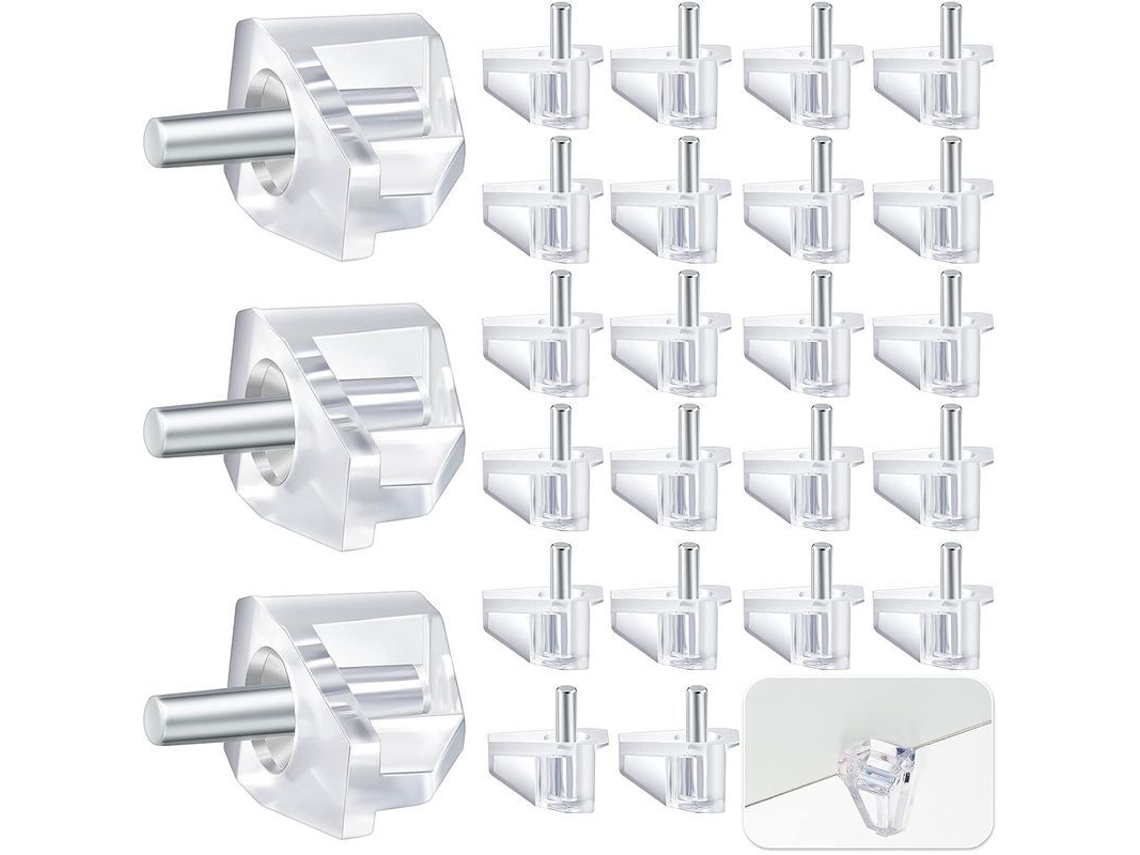 Pegs de Suporte de Estanterías de 3mm ou 1/8 Polegada Plásticos Transparentes para Móveis 150 Piezas S/MARCA