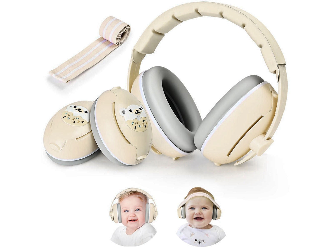 Protetor Auricular Tipo Concha, Ajustáveis Com Design 2 Em 1 - Bege - Eifson