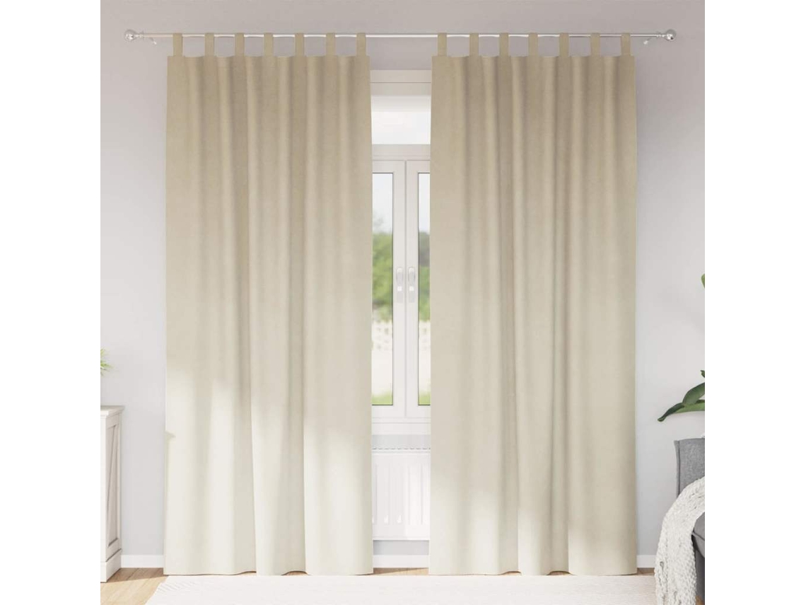 Vidaxl Cortinas Opacas 2 Unid. Creme 140 X 245 Cm Veludo