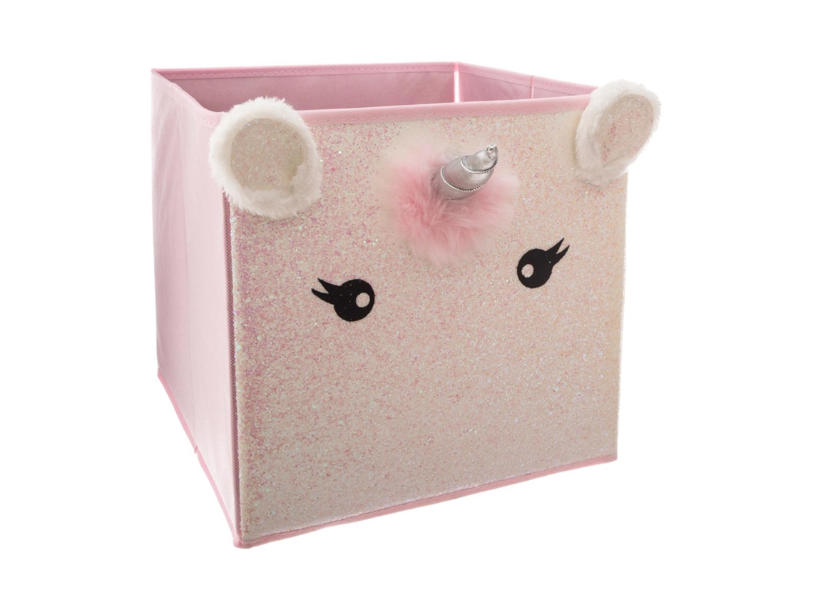 Caixa De Armazenamento Unicórnio Rosa 29x29cm - Atmosphera Criador De Interiores