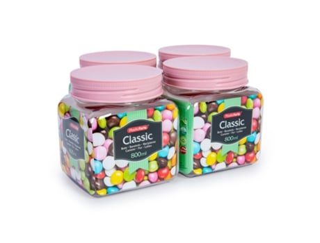 Pack de 4 Frascos PLASTIC FORTE (9.5 x 10.5 x 11.8 cm - Plástico - Multicor)