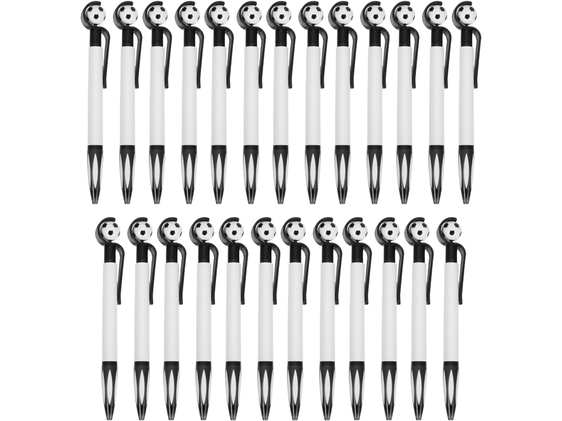Pacote com 25 Caneta Esferográfica Retrátil Topbathy Tema de Futebol, Preta, Canetas Fofas para Estudantes, Ma