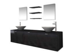 Conjunto 10 móveis casa de banho VIDAXL + bacia com torneira preto
