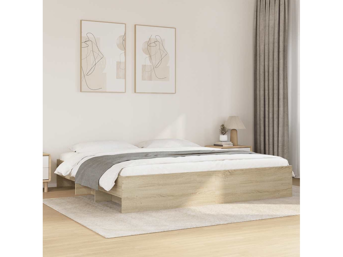 Vidaxl Estrutura De Cama Sem Colchão 200x200 Cm Carvalho Sonoma