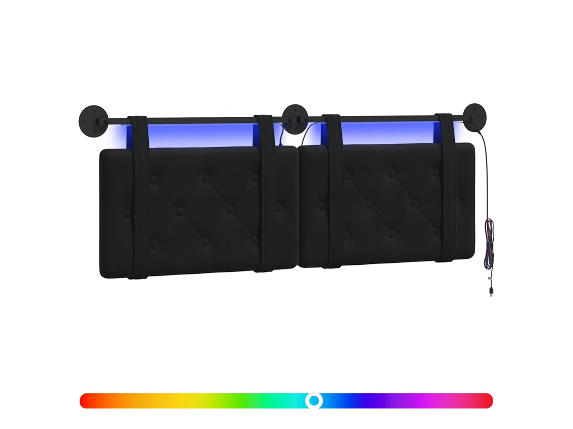Conjunto 1 Cabeceira Suspensa Vidaxl Preto Veludo (150 X 55 X 5 Cm)