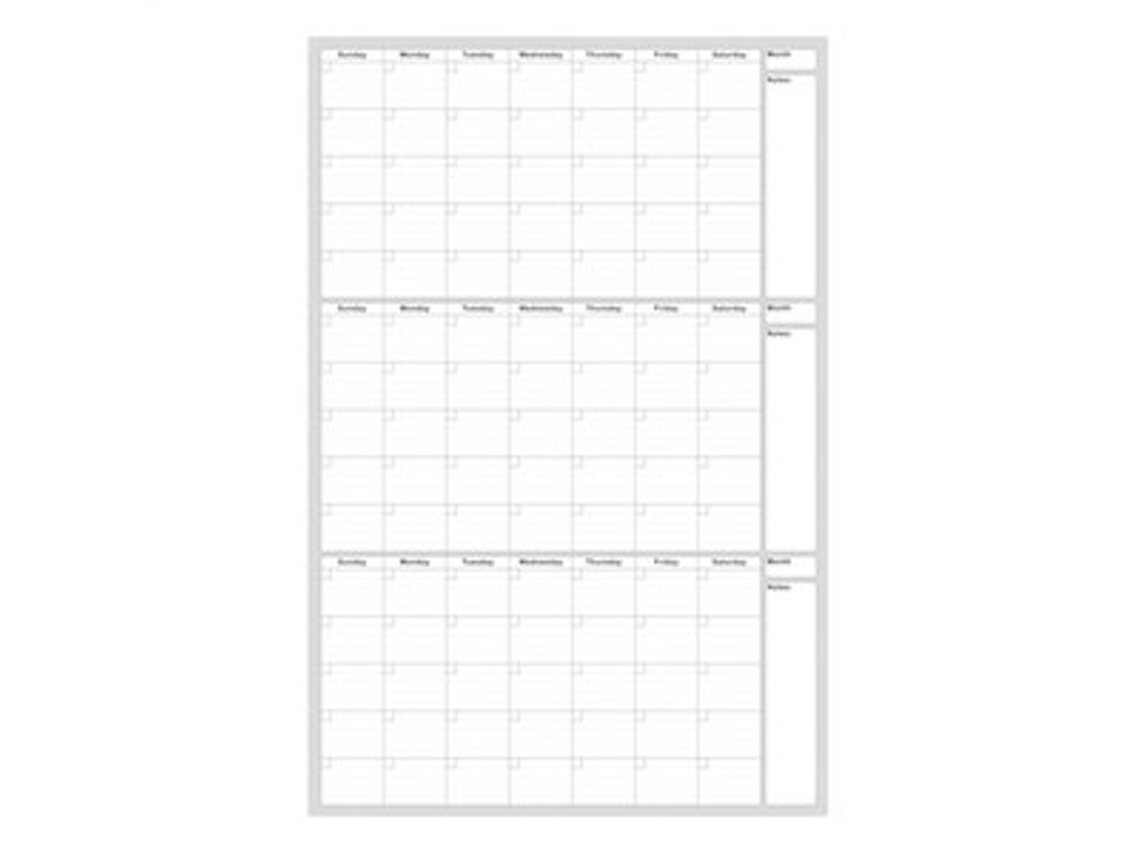Calendário De Planejamento De Datas Ilimitadas De 48 X 32 Polegadas Para Parede Com Apagamento A Seco Zeuxo