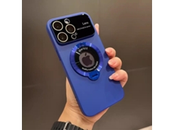 Suporte Casa Magsafe Marinho Para Iphone 15 Pro Pele Sintética Azul