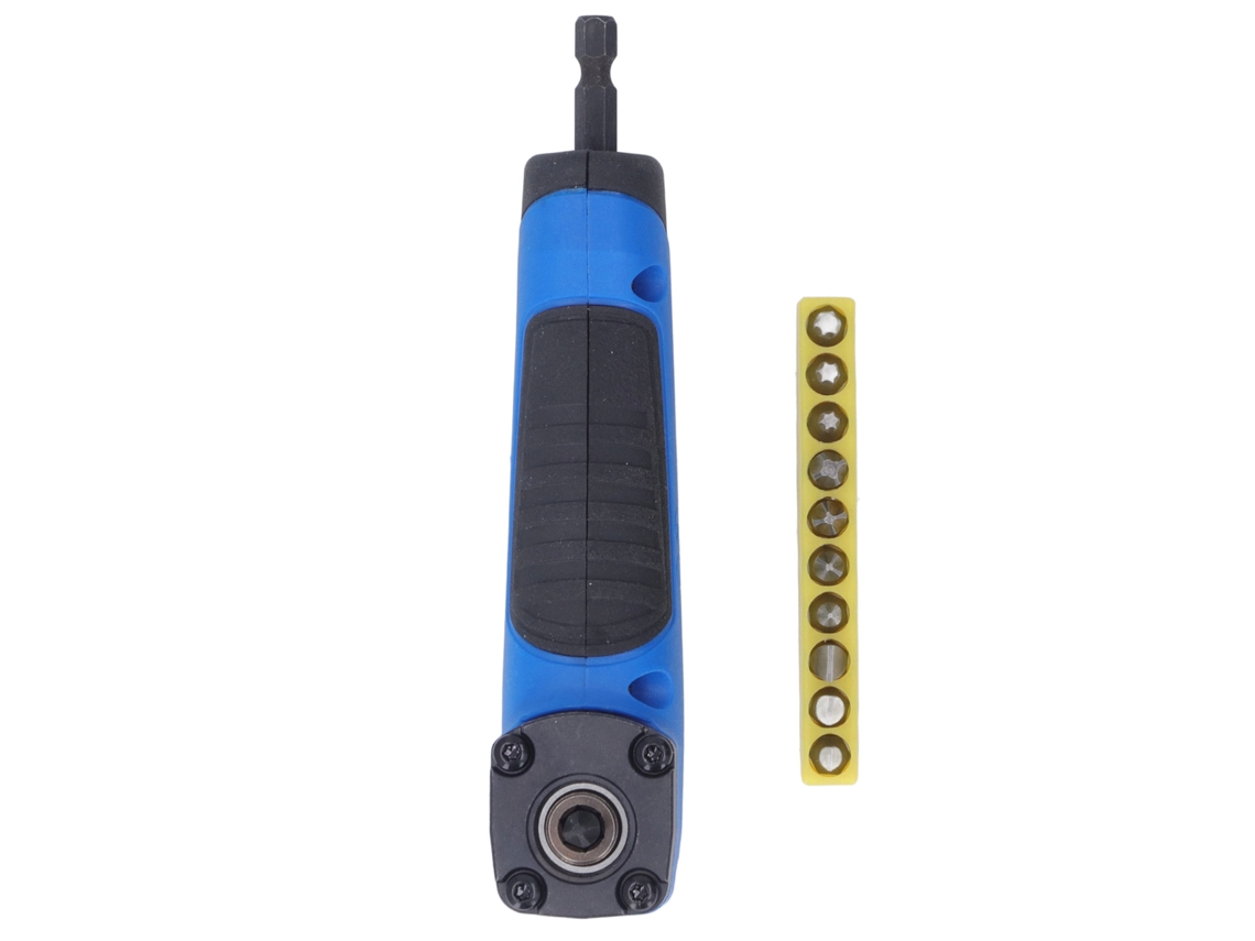 Adaptador de parafusadeira angular Retto 1/4 Polegada com 10 brocas para reparos e trabalhos