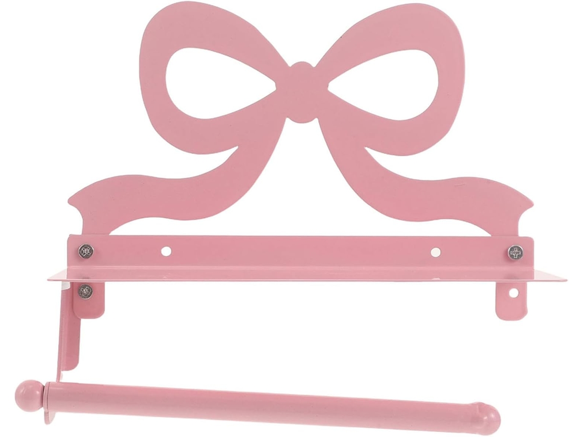 Porta Papel Higiênico Ibasenice, Design Elegante Com Laço Rosa, Suporte De Metal Para Celular E Organizador