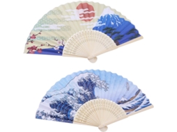 Leque dobrável de bambu leve com superfície lisa, 2 peças, para decorar pratos de sushi e outros projetos.