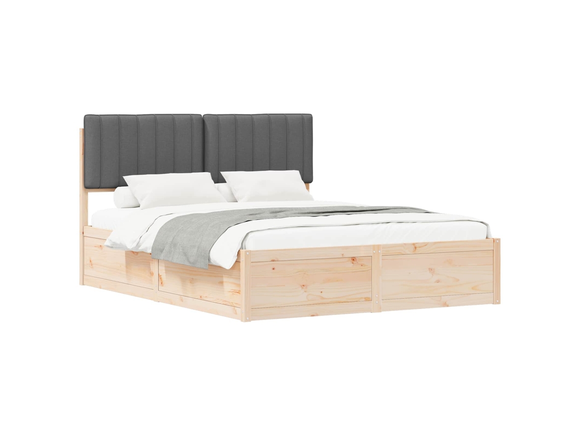 Estrutura de Cama com Cabeceira Estofada Cinza Escuro MAISON EXCLUSIVE