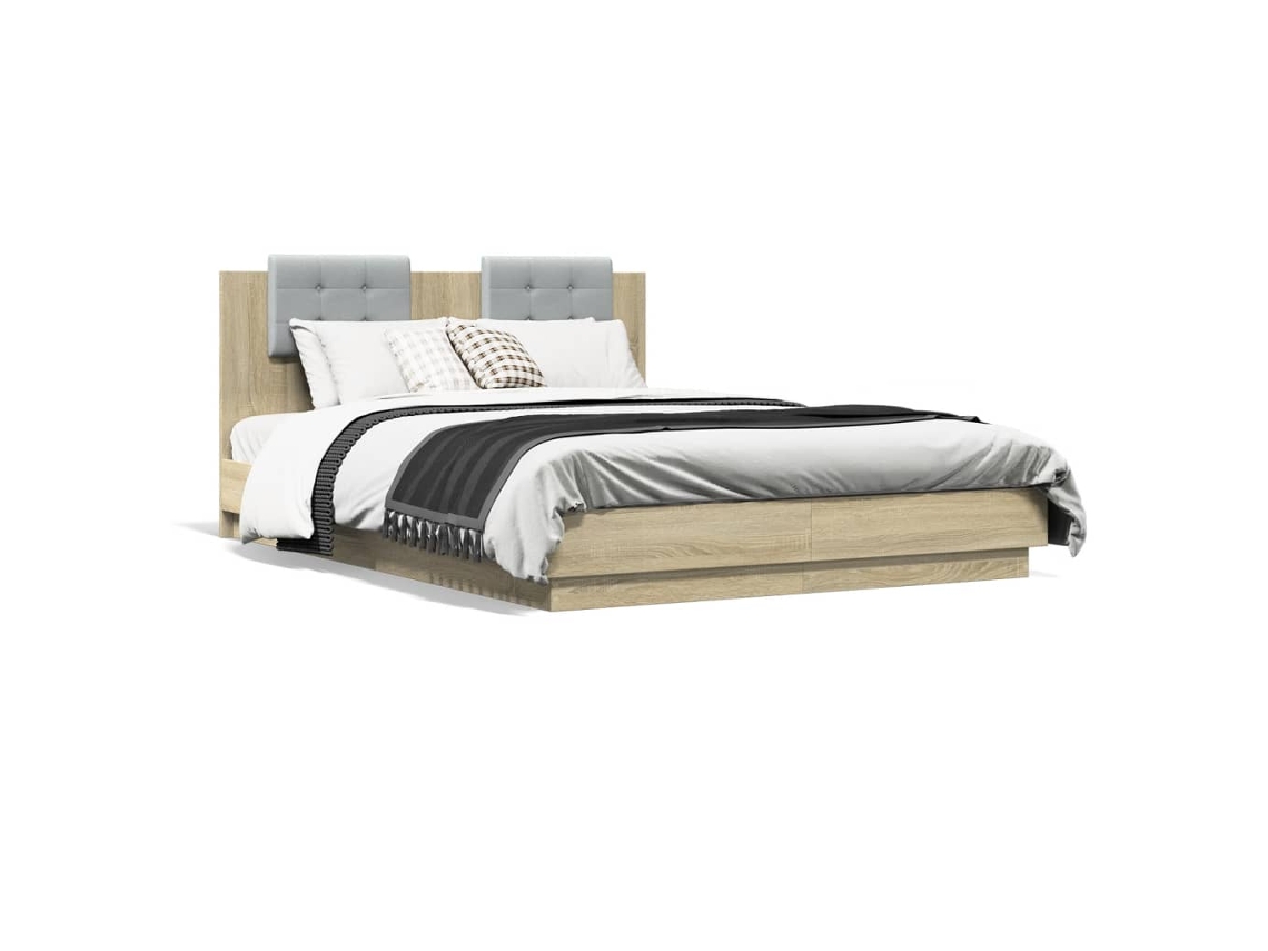 Bed Frame, Bed Frames Vidaxl Marrom Madeira Processada (140 X 200 Cm)