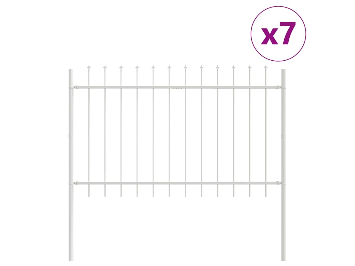 Conjunto 7 Painel De Jardim Vidaxl Branco Aço Revestido A Pó (11,9 X 1,2 M)