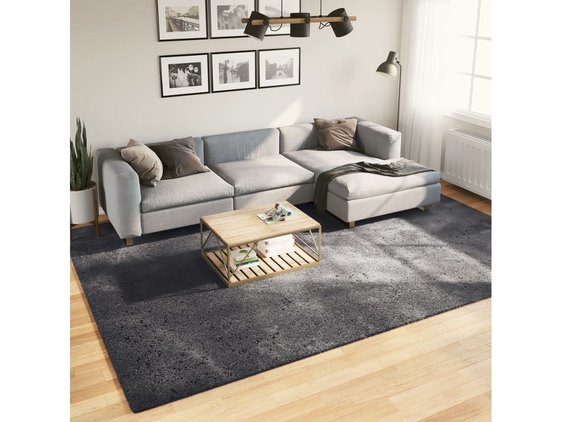 Vidaxl Tapete Pelo Curto Macio E Lavável Huarte 240x340 Cm Antracite