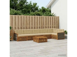 Vidaxl Conjunto De Sofás Para Exterior 7 Pcs Natural E Bege