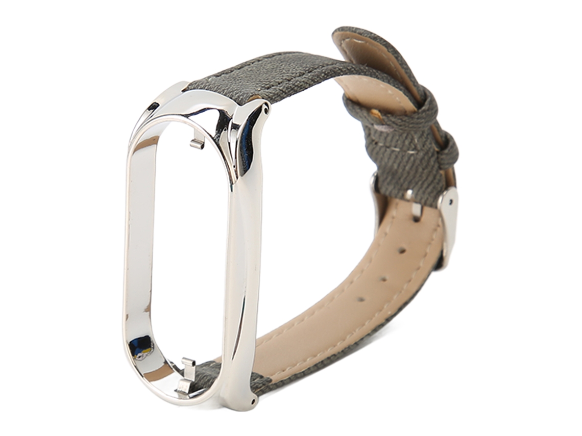 Pulseira de Tecido Ajustável e Transpirable para Mi Band 7 Cinza com Caixa Prata