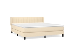 Cama com Molas/colchão 160x200 Cm Tecido Cor Creme MAISON EXCLUSIVE