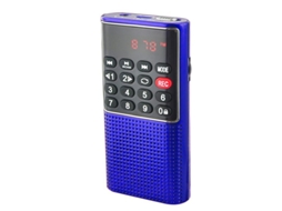 (azul) Mini Rádio Fm Portátil, Gravador De Fita E Bateria Recarregável De Longa Duração.