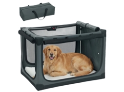 Caixa Dobrável para Cães com Almofada Removível Capa de Tecido Oxford Lavável para Cães de Até 30kg Verde Army Ge