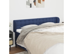 Vidaxl Cabeceira De Cama C/ Abas Tecido 203x23x78/88 Cm Azul