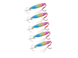 Lure (simulated Bait, Laser Fish Attracting) 10g Iron Plate Vib Spinner Feather Hook Hard Bait Fake Bait, Sold In Packs Of Five