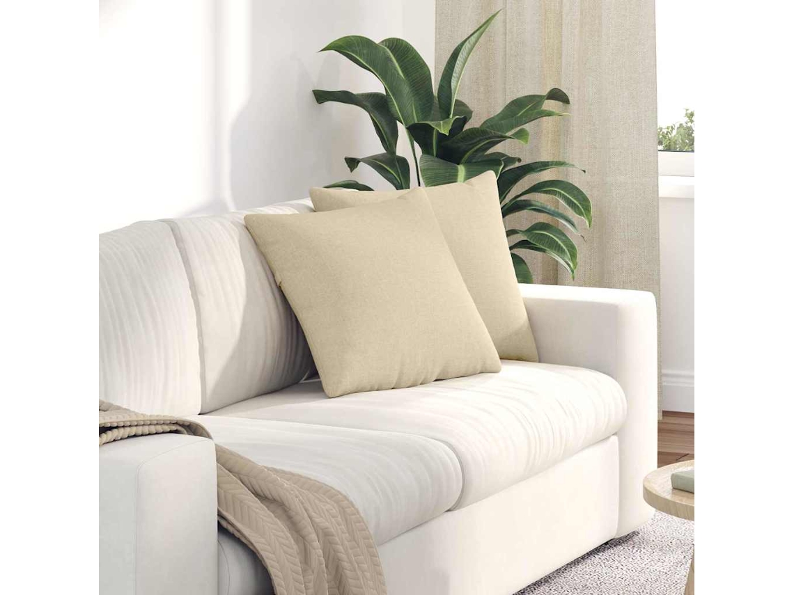 Vidaxl Travesseiros De Sofá 2 Unid. Tecido Creme 45 X 45 Cm
