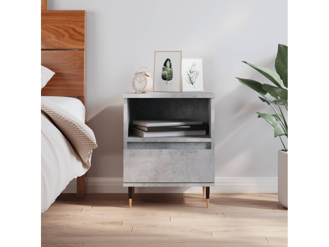 Vidaxl Mesa De Cabeceira 40x35x50cm Derivados Madeira Cinzento Cimento