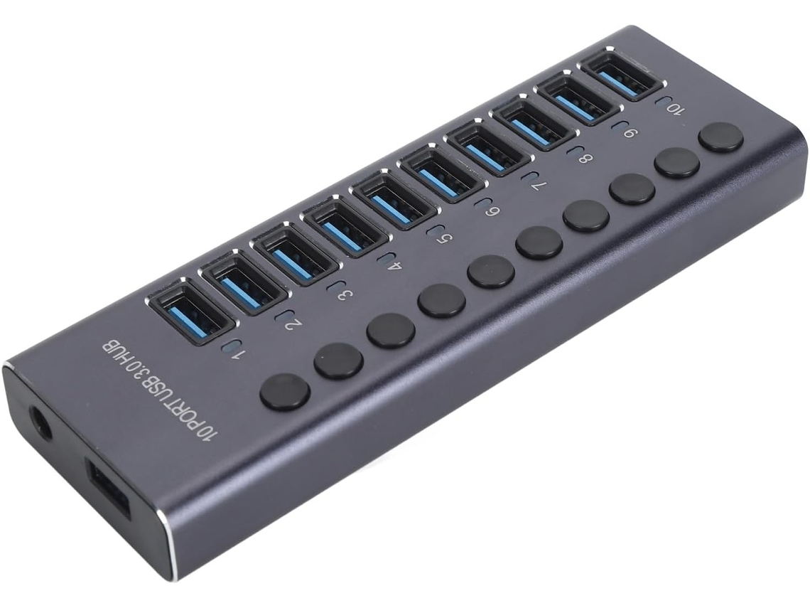 Hub De Dados Usb 3.0 Com Alimentação Externa, 10 Portas Interruptor