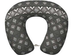 Travesseiro de Viag Cinza com Estampa Tribal em Espuma Viscoelástica Suporte para o Pescoço 100 % Poliéster