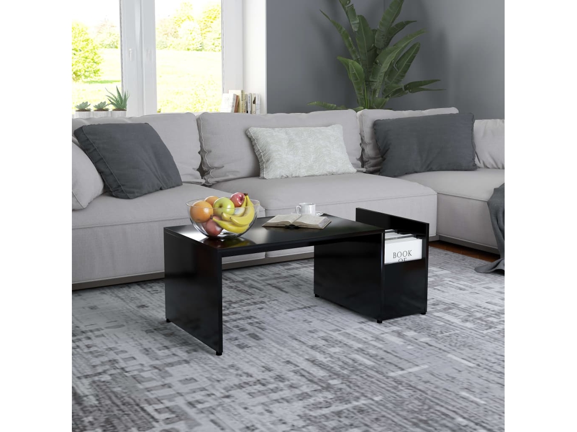 Vidaxl Mesa De Centro 90x45x35 Cm Derivados De Madeira Preto