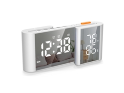 Rebe-reloj Despertador Digital Con Espejo Doble S, 6'' Led Ajustable, Doble Alarma, Radio, Temperatura Y Humedad Para Dormitorio Y Sala