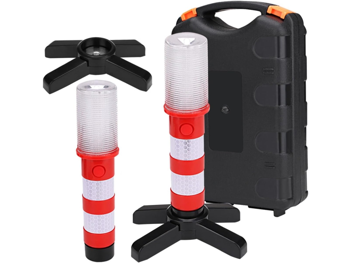 Refletor De Emergência Multifuncional Em Led Vermelho, Com Função Estroboscópica E Base Magnética Para Uso Em Vias