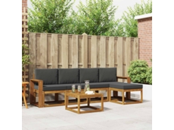 Vidaxl Conjunto De Sofás Para Exterior 6 Unid. Natural E Antracite