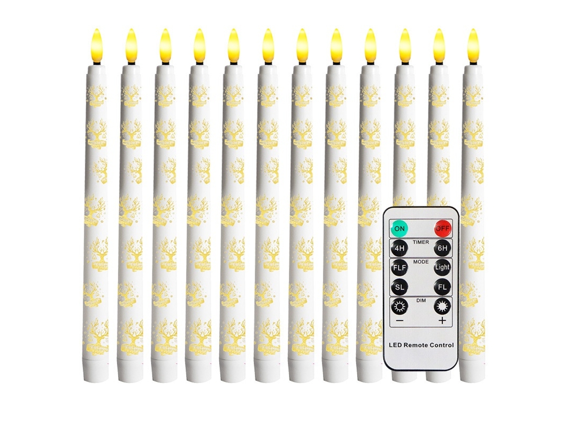 Vela Led Conjunto De 12 Peças De Velas De Natal Sem Chama, 11 Polegadas, Com Controlo Remoto (12) Elysve