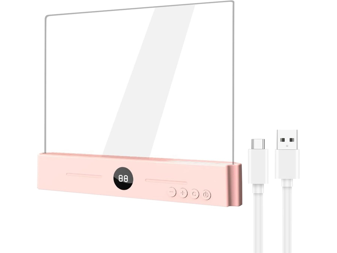 Luminária De Leitura Plana – Acrílico, Com Prendedor De Páginas Removível, Portátil