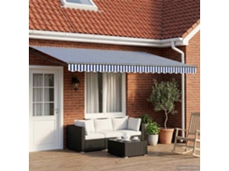 Vidaxl Toldo Retrátil Elétrico Azul E Branco 5 X 3 M