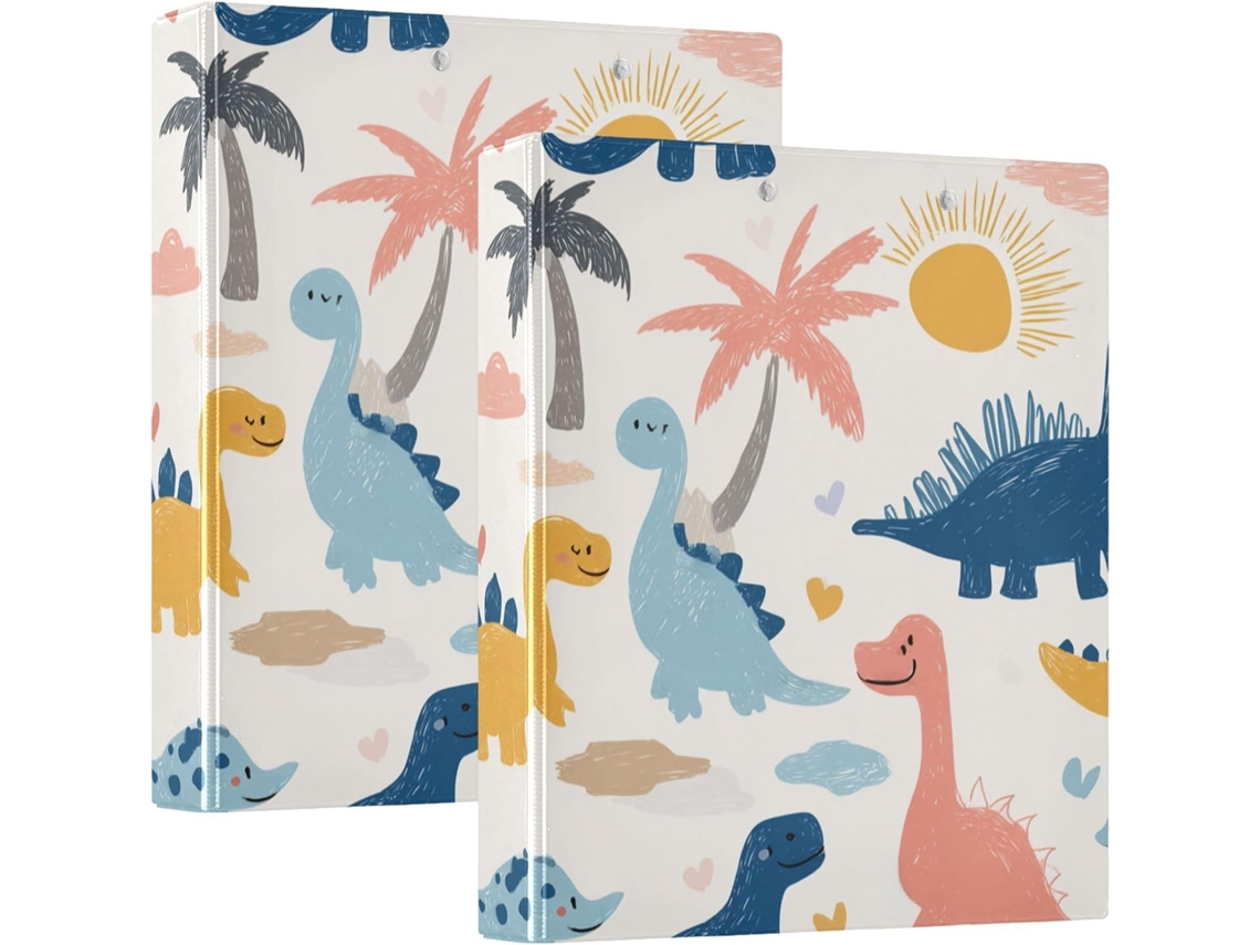 Macarrão infantil divertido com estampa de dinossauro da praia, 3,8 cm, 1,5 polegadas, 3 anéis com saquinhos internos, embalagem