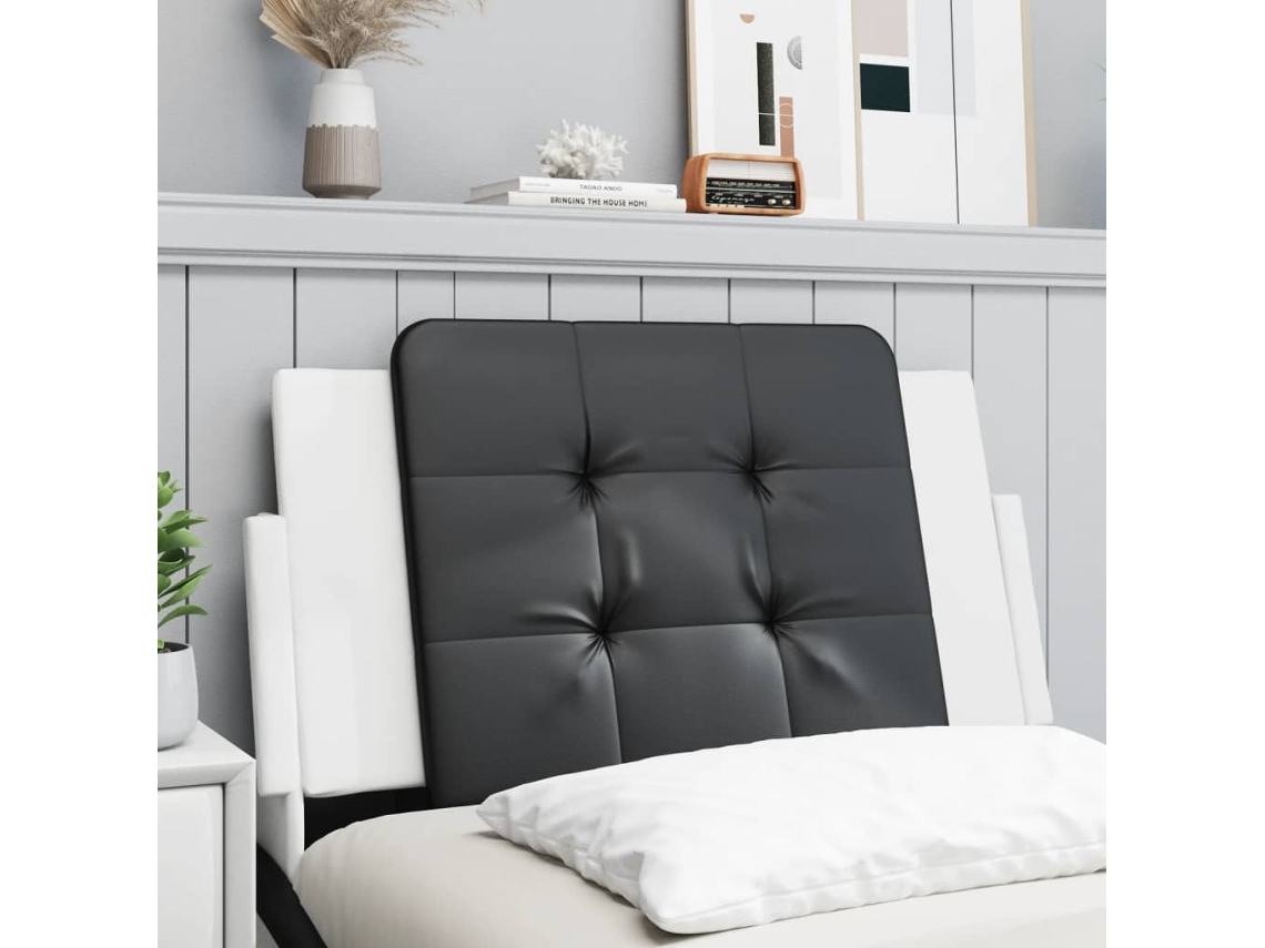 Vidaxl Almofadão De Cabeceira Zadar 90 Cm Couro Artificial Preto E Branco
