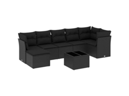 Maison Exclusive - 8 Pcs Conjunto Sofás De Jardim Com Almofadões Vime Pe Preto