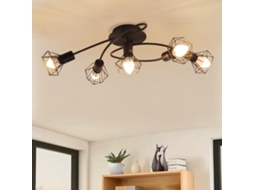 Nettlife Candeeiro De Teto Led, Led Candeeiro De Teto E14 Candeeiro De Teto Preta Com 5 Luzesâmpadas Industriais Ajustáveis ​​​​350° Vintage