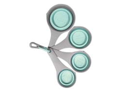 4 Peças De Copos Medidores De Plástico Dobrável, Com Capacidades De 59 Ml, 79 Ml, 118 Ml E 237 Ml, Cinza-azul
