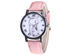Relógio Casual Unissex de Pulso com Pulseira Pu e Movimento de Quartzo (rosa)