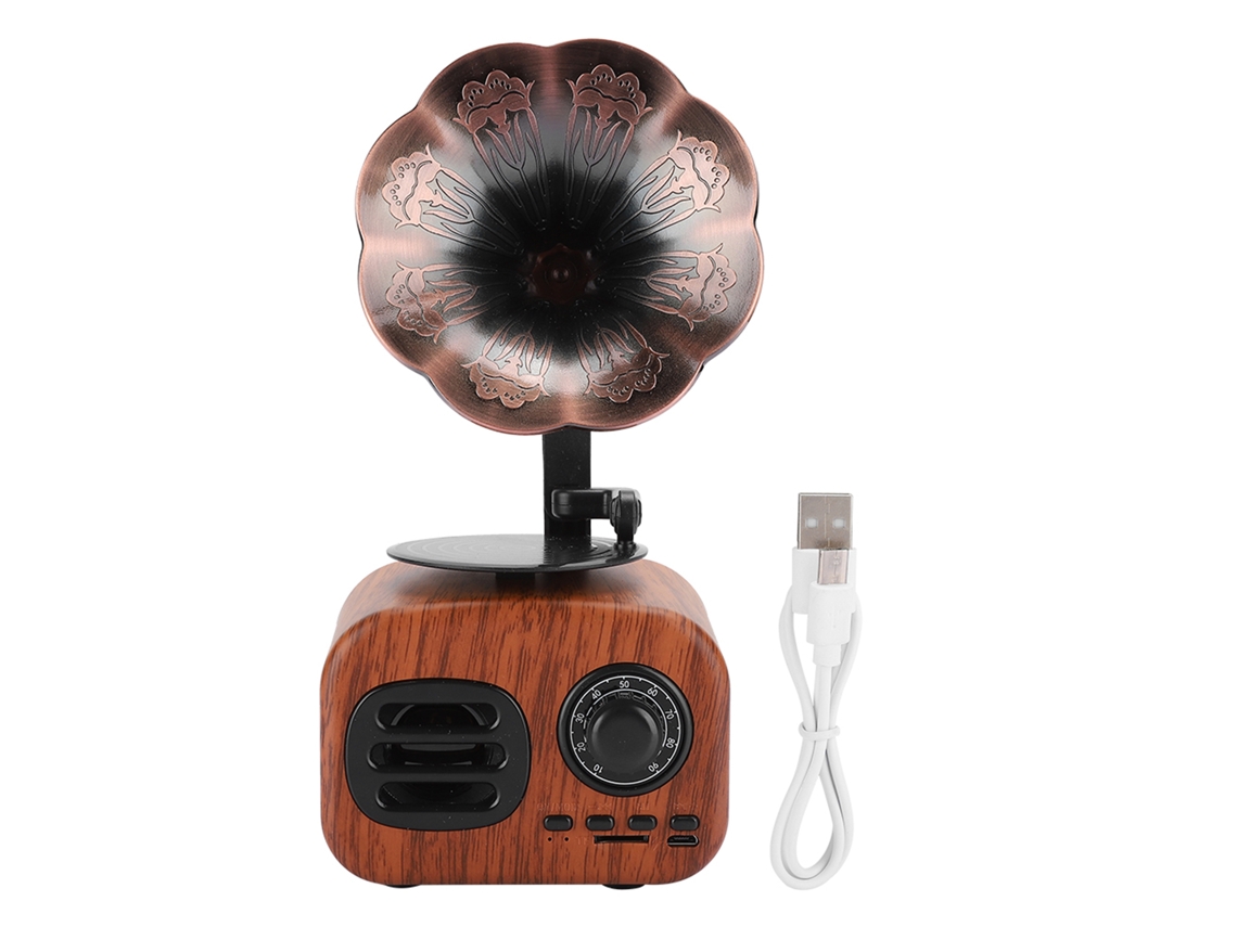 Altavoz Bluetooth Portátil Mini Retro 5 W com Cartão para PC e Notebook, Nogal S/MARCA