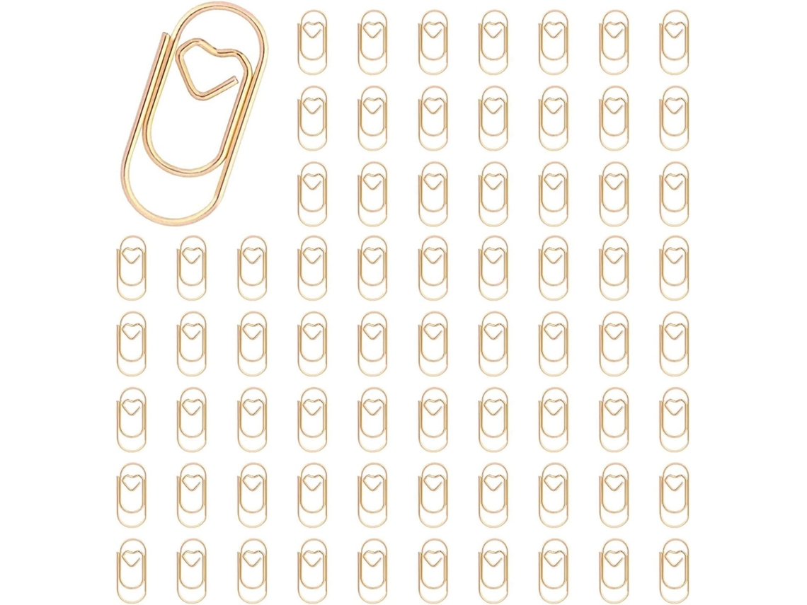 450 Unidades De Mini Clipes Papel Dourados Fofos Em Formato Coração, Ideais Marcar Páginas Em Livros, Materiais