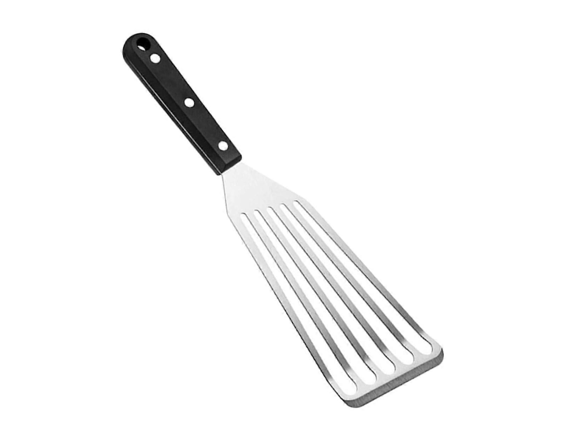 Espátula Vazada Em Aço Inoxidável Para Peixe Com Cabo Ergonômico Antiderrapante, Ideal Para Cozinhar E Grelhar.