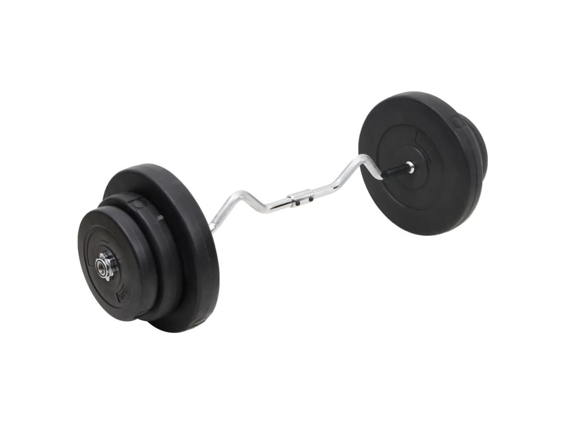 vidaXL Barra curl com discos 60 kg